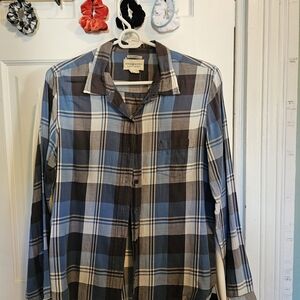 Ralph Laure  Blue and Brown Plaid Women's Shirt
